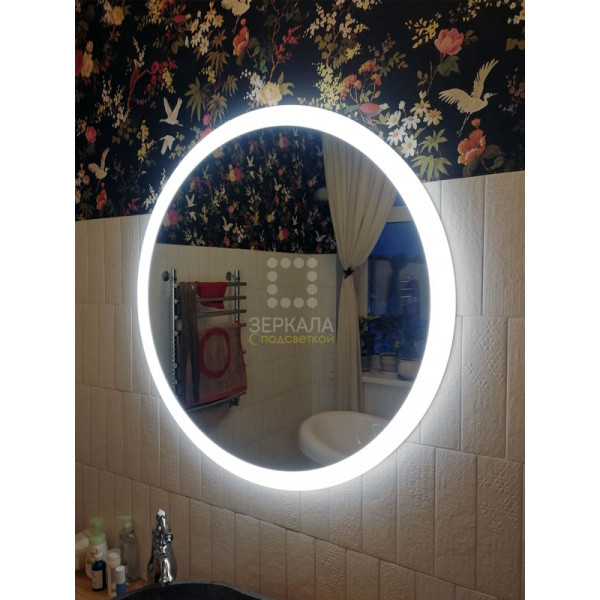 Выполненная работа: круглое зеркало с подсветкой для ванной модель Сиена